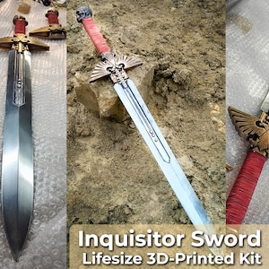 40K Inquisitor Sword Cosplay Prop - 3D-Printed DIY Kit - Lifesize Powersword