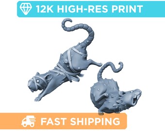Giant Plague Rats - Set of 2 | DnD Mini - Role Playing Miniature - D&D Pathfinder Fantasy RPG Mini - High Quality Print for Tabletop Gaming