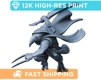 Ravenfolk Rogue | Bird Folk | DnD Mini - Role Playing Miniature - D&D Pathfinder Fantasy RPG Mini - High Quality Print for Tabletop Gaming