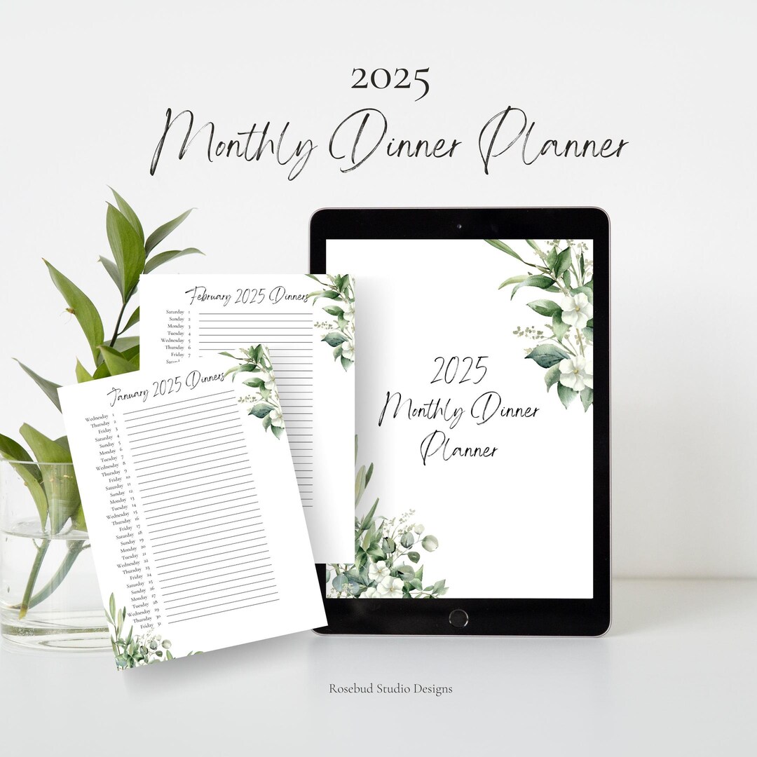 2025 Meal Planner, Printable Planner, 2025 Dinner Planner, Digital