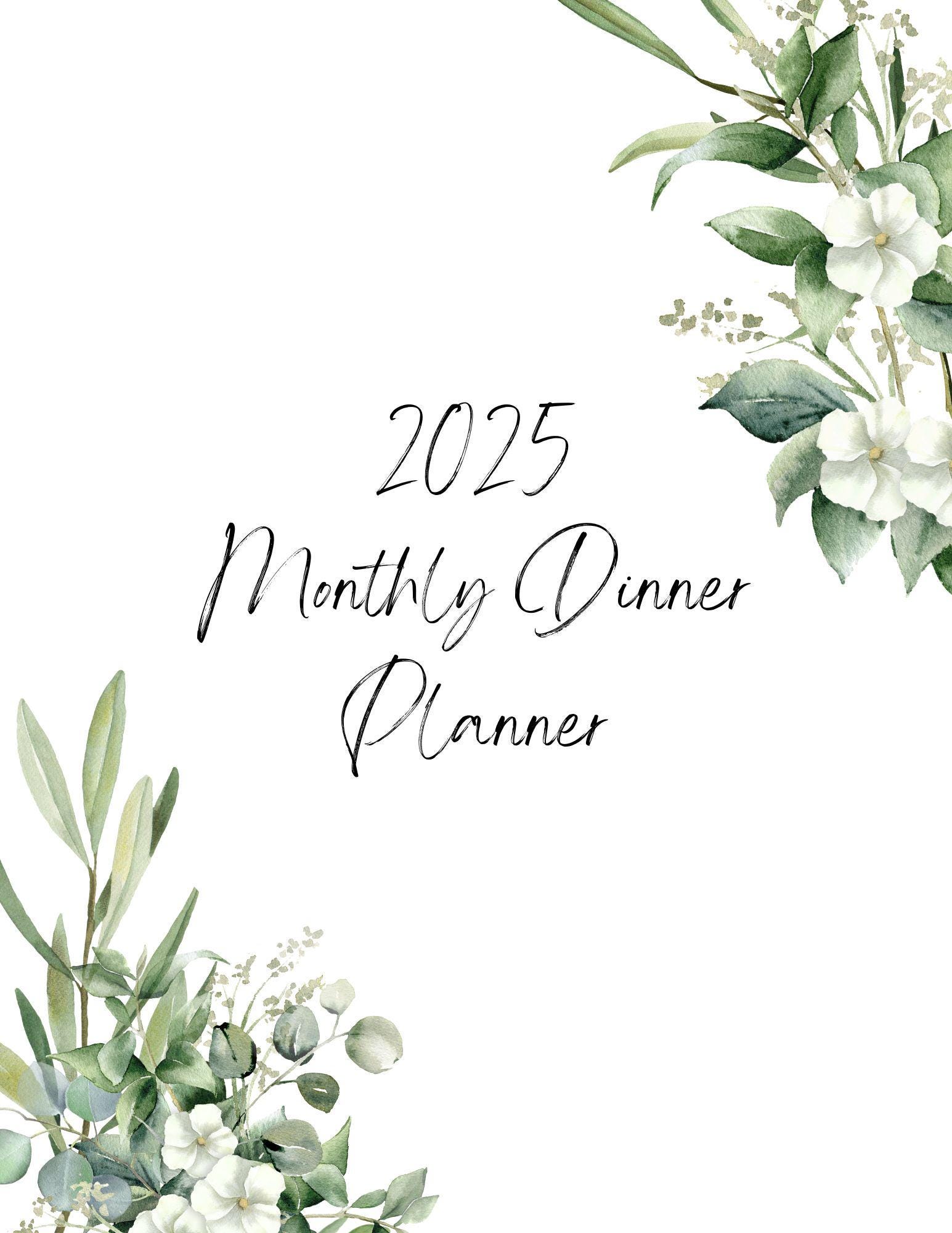 2025 Meal Planner, Printable Planner, 2025 Dinner Planner, Digital