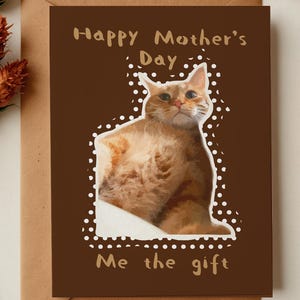 Carte de voeux amusante pour la fête des mères à téléchargement immédiat, cadeau pour maman chat orange