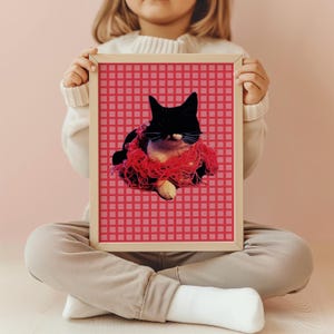 Decorazione per la cameretta dei bambini per genitori amanti dei gatti, strisce rosa con gatto in smoking