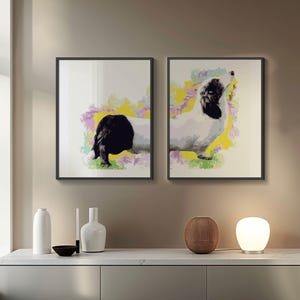Digital Set of 2 Dachshund Dog Illustration Art, Sausage Dog Wall Art Decor for Doxie Lover