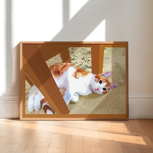 Orange weiße Katzen-Druck-Kunst, niedliche Katze, die Wand-Kunst-Dekor liegt, Geschenk für Katzenliebhaber-Freund