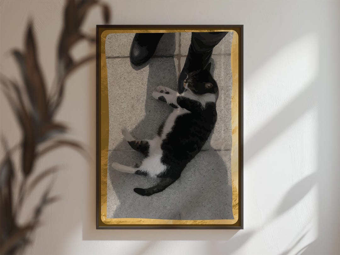 Tuxedo Cat Art Print for Home Decor, Volunteer Animal Rescue Friend ...