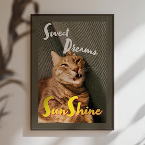 Funny Sleepy Tabby Cat Art Print: &quot;Sweet Dreams Sunshine&quot;
