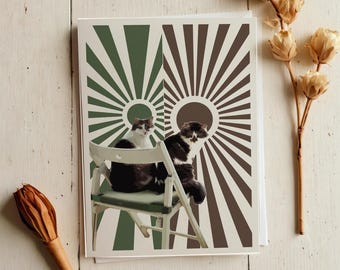 Sitting Cat Art Print: Modern Couple Cat Illustration (Digital Download)