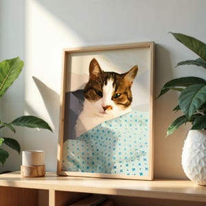 Poster artistico "Gatto assonnato", regalo per gli amanti dei gatti