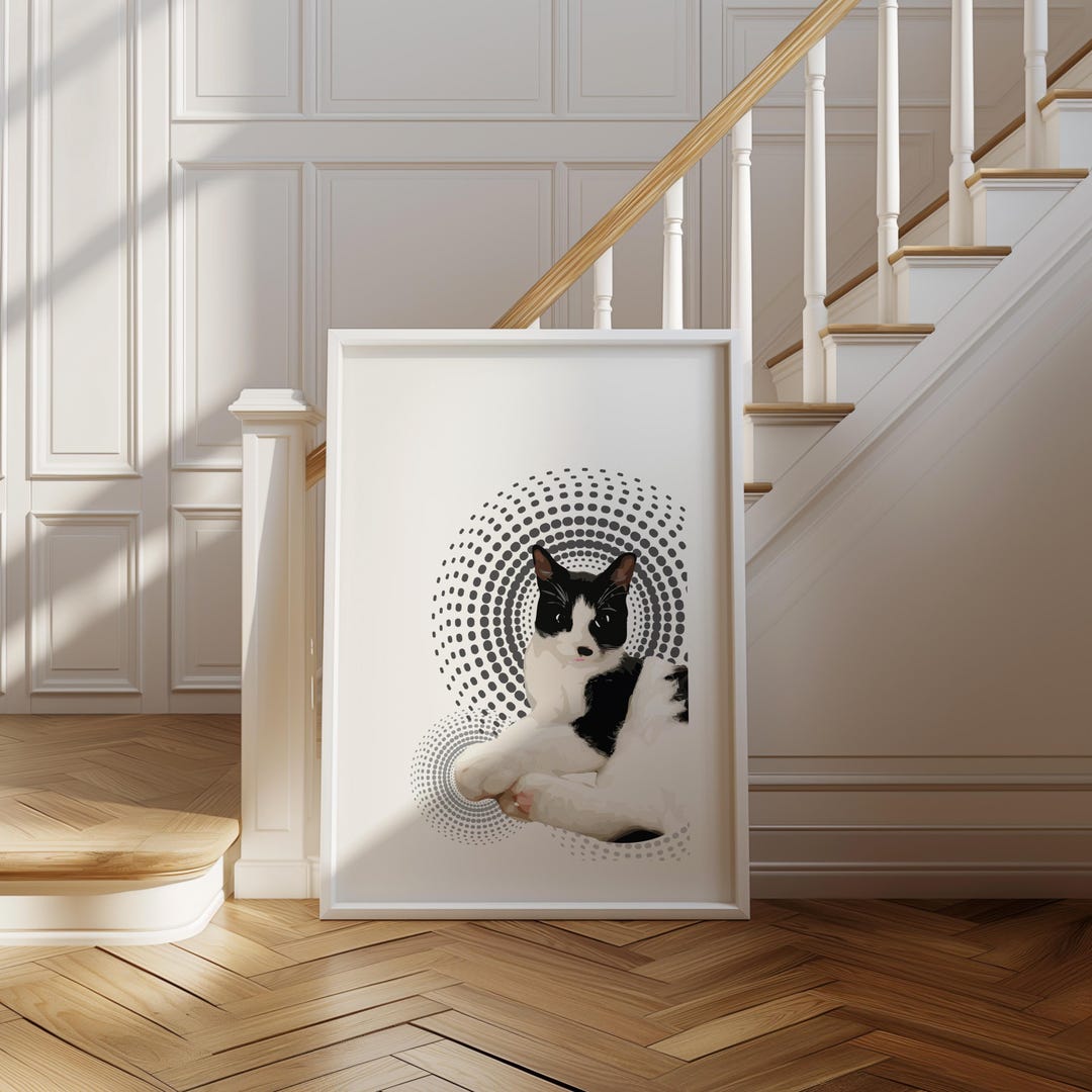 Tuxedo Cat Art Print: Modern Home Decor (digital Download) - Etsy