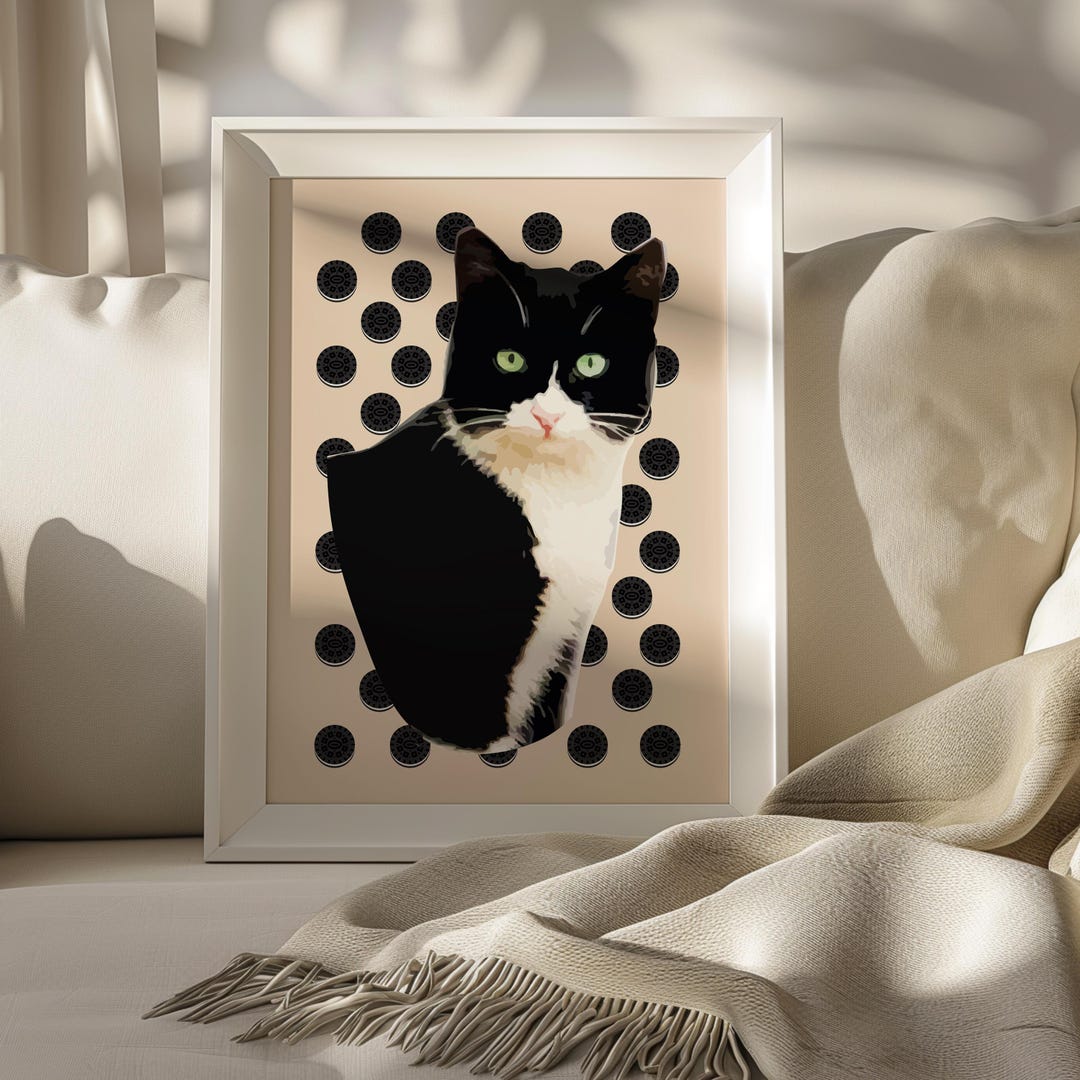 Tuxedo Cat Art Print: "oreo" Digital Illustration (download) - Etsy