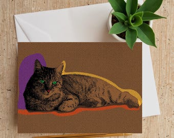 Tabby Cat Pop Art Print: Abstract Illustration (Digital Download)