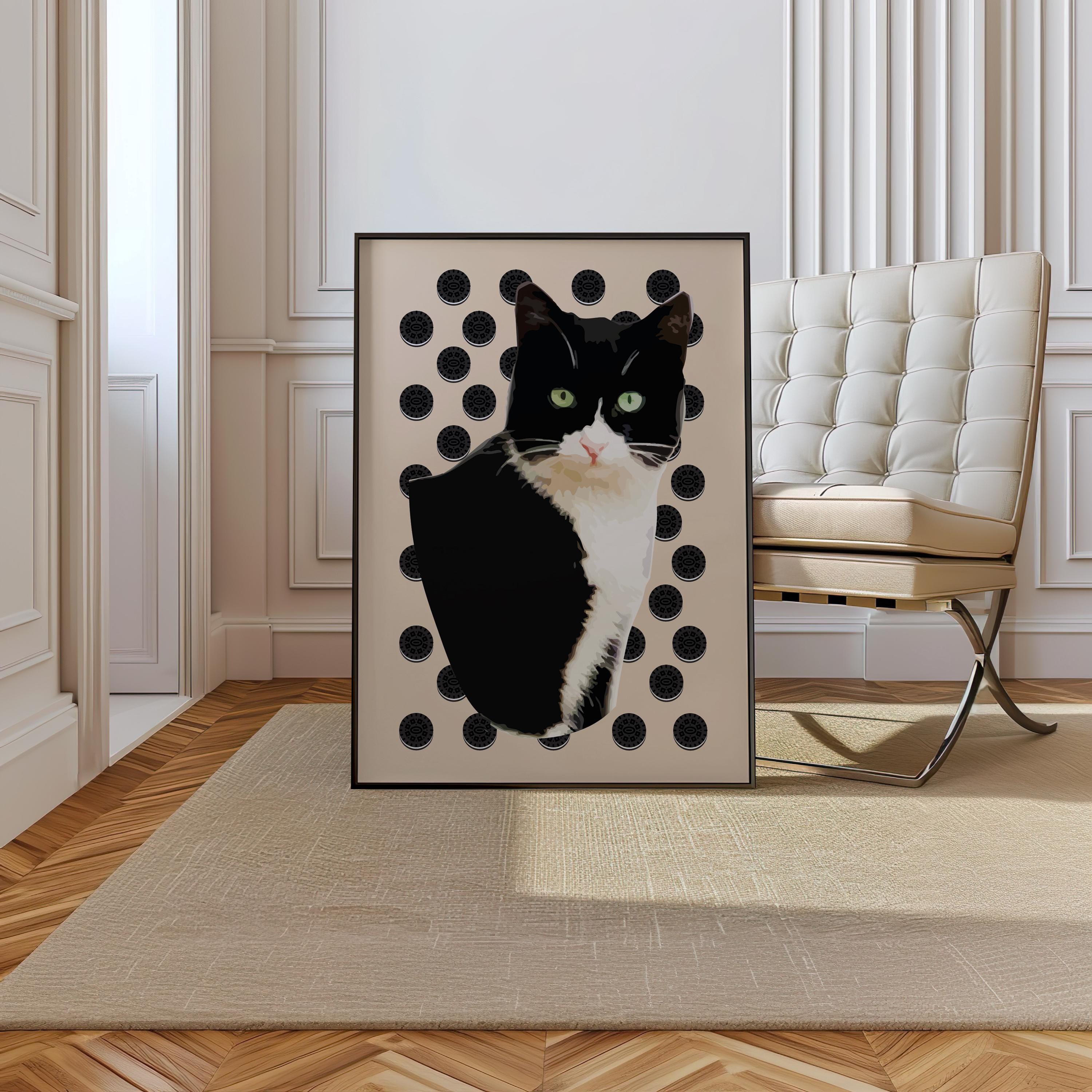 Tuxedo Cat Art Print: "oreo" Digital Illustration (download) - Etsy