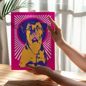 Arte psicodélica digital de Rottweiller, presente de inauguração para amantes de cães