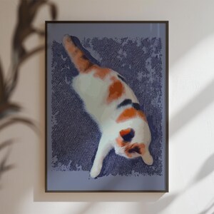 Decorazione murale con gatto calico, simpatico gatto soffice dal poster Top per l'arredamento della casa di metà secolo