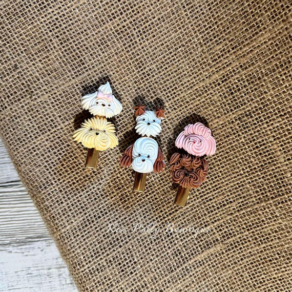 Puppy Wonders: 3PC Whipped Cream Puppy Hair Clips 2.17in - Etsy display picture 1