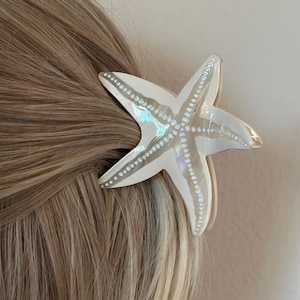 Étoile Marina | Beige Starfish Acetate Hair Claw Clip 3.55&quot; | Coquette Coastal Aesthetic Hair Accessory