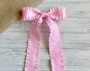 Fantasy Suite | Pink Ruffle Hair Bow Barrette | Coquette Aesthetic Hair Accessory