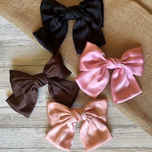 Sailor Bow | Large Satin Bow Hair Barrette | Sailor Bow Hair Barrette | Coquette Aesthetic Hair Accessory