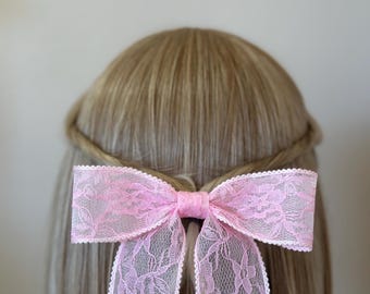 Venus' Veil | Pink Lace Hair Bow Barrette
