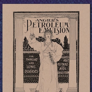 Petroleum Emulsion - Victorian Advertisement - 1800&#39;s print Boston medicine medical cure doctor nurse home remedy greek toga