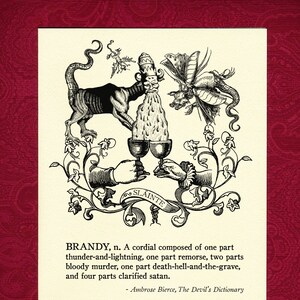 Carte de voeux - Brandy - boisson victorienne d'illustration ivre partie amusante alcool slainte acclamations aucun regret bons moments manquants vous démon