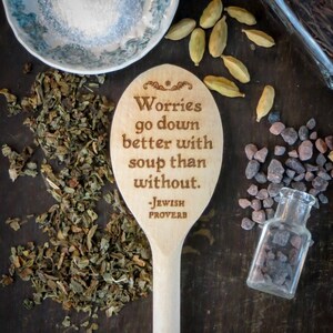 Worries - Laser Engraved Beechwood Cooking Spoon – Jewish Proverb, Housewarming Gift