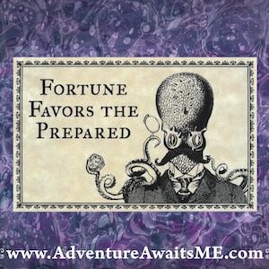 Fortune Favors the Prepared Sticker - Octopus Gentleman dice monocle victorian steampunk gamer dungeons dragons car decal laptop fantasy