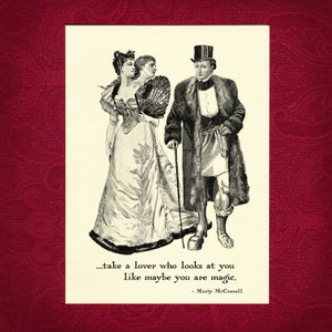Tal vez magia - Tarjeta de felicitación Ilustración victoriana San Valentín Boda Aniversario Perfecto Humor Divertido Sarcástico Tonto Dulce Regalo Presente Amor