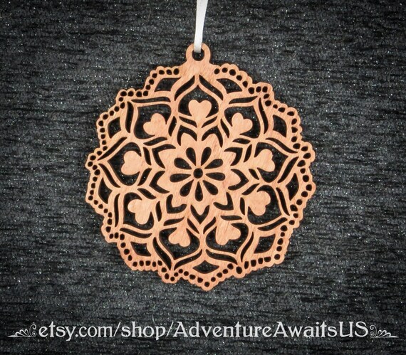 Open Lotus Herz Ornament Holz Laser Cut Maine Gemacht Blume Etsy Schweiz