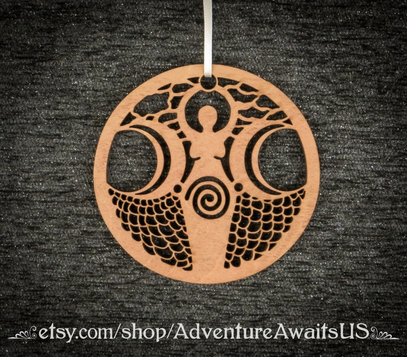 Moon/Water Goddess Ornament wood laser cut maine holiday Christmas yule solstice decoration pagan wiccan witch magick Diana Luna Yemaya image 1