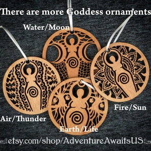 Moon/Water Goddess Ornament wood laser cut maine holiday Christmas yule solstice decoration pagan wiccan witch magick Diana Luna Yemaya image 4