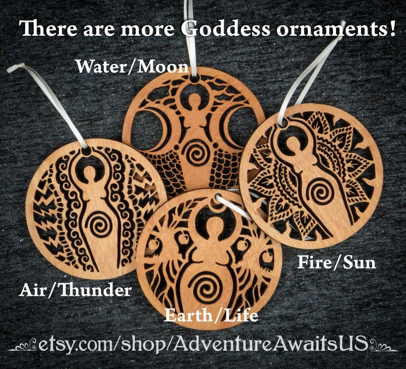 Moon/Water Goddess Ornament wood laser cut maine holiday Christmas yule solstice decoration pagan wiccan witch magick Diana Luna Yemaya image 4