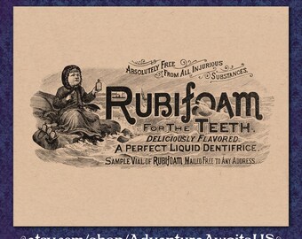 Rubifoam Dentibrice - viktorianischer Werbungsdruck - 1800's 8x10 New England Zahnpasta Mundhygiene Zahnarzt Zahnhygienist Kuriosität