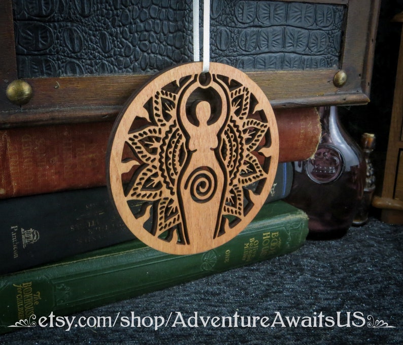 Sun/Fire Goddess Ornament wood laser cut maine made holiday yule solstice christmas decoration pagan wicca wiccan magic magick Sol gift image 4