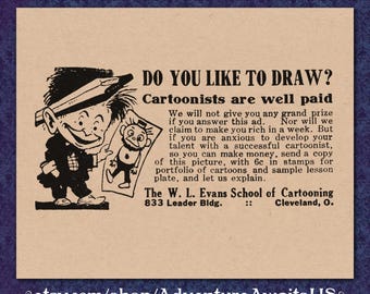 Cartoonists - Victorian Advertisement - 1800's print 8x10 illustrator illustration draw drawing art school student Cleveland Ohio funny