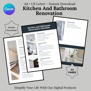 Renovation Planner, Kitchen and Bathroom Renovation Checklist, Home Remodel Planner, Renovation Project Organizer, Home Improvement Guide