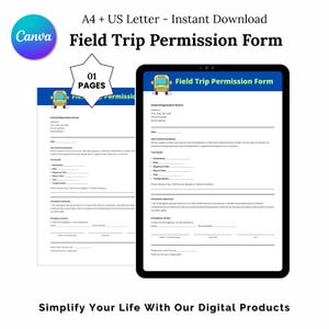 Editable Field Trip Form Template: School Trip Authorization (PDF) - Etsy