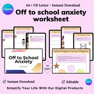 Anxiety Worksheet, Back to School Worksheet Template, Emotional Support for Kids, School Stress Management, Printable Anxiety Activities