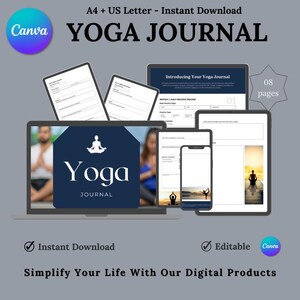 Yoga Journal, Mindfulness Fitness Journal, Spiritual Therapy Journal, Guided Goal Tracker, Fitness Daily Journal, Reflection Journal