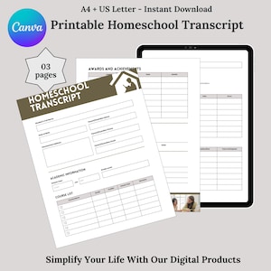 Editable Homeschool Transcript Template: High School Records (PDF)
