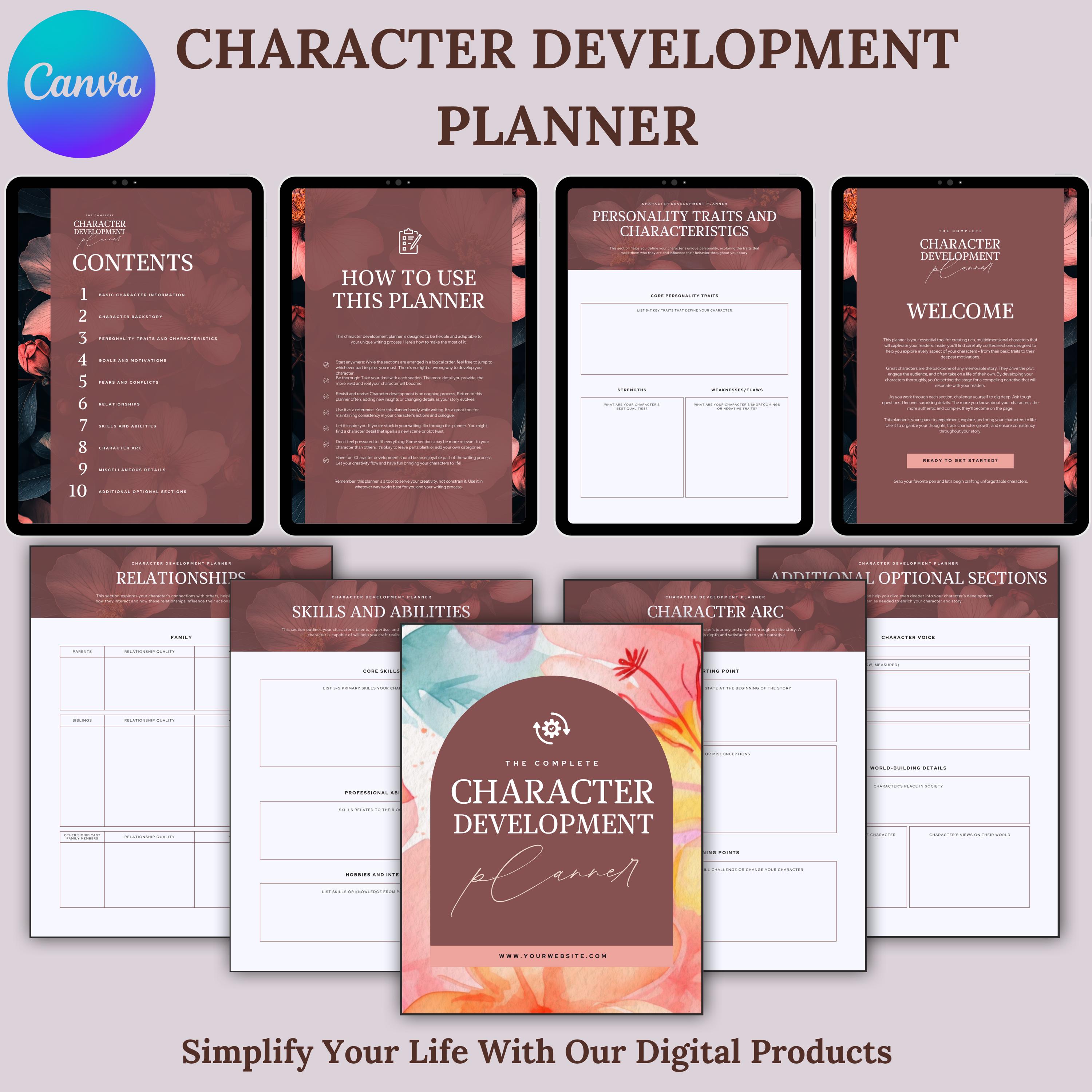 Character Development Planner: Novel Writing Workbook (digital Download ...