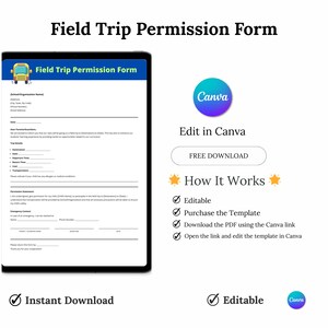 Editable Field Trip Form Template: School Trip Authorization (PDF) - Etsy