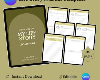 Life Story Journal Template: Guided Memory Book (Digital PDF)