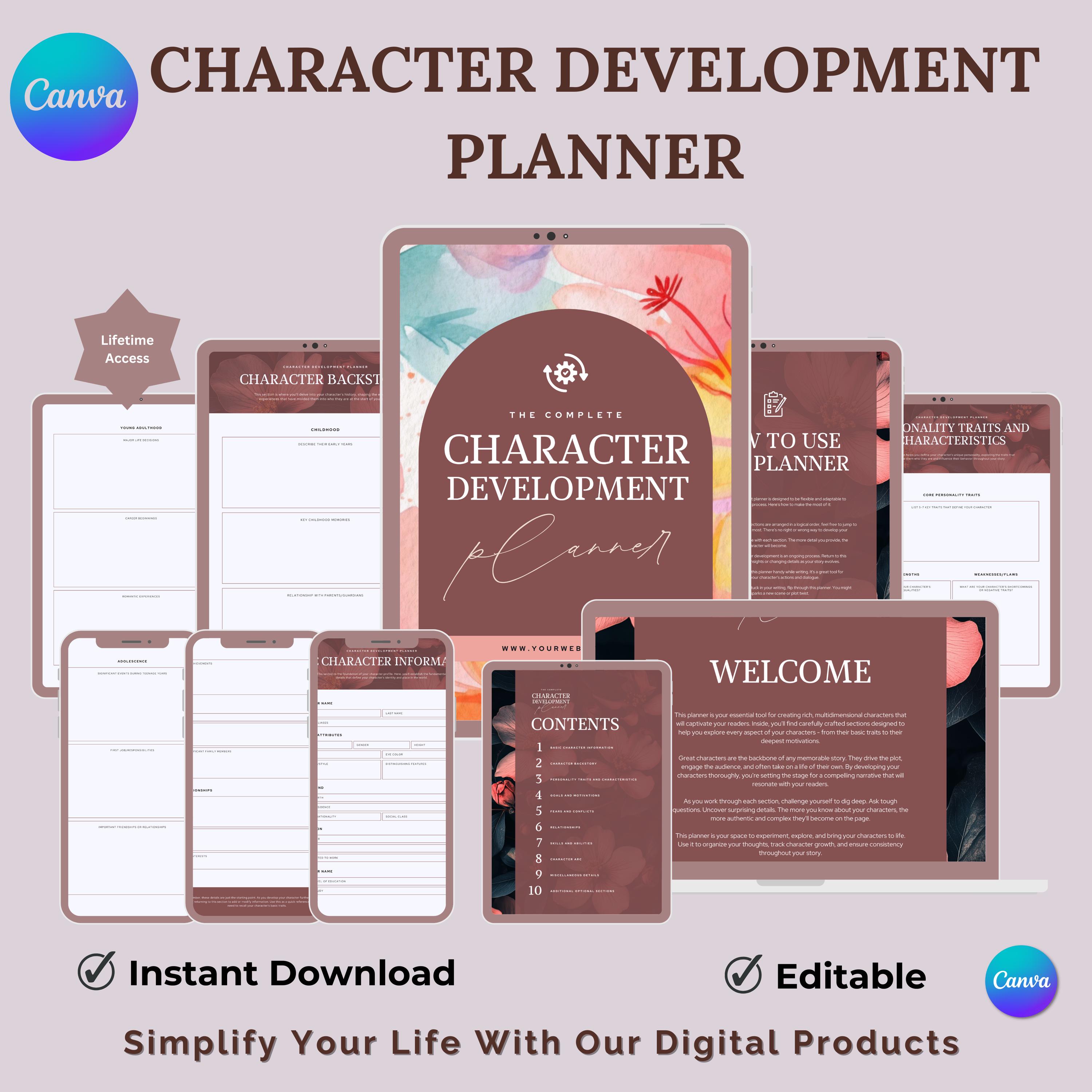 Character Development Planner: Novel Writing Workbook (digital Download ...