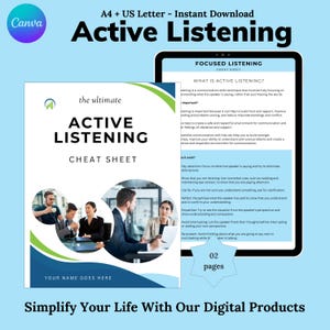 Active Listening Therapy Worksheet: Communication Skills Guide (Instant Download)