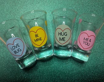 Personalised Love Heart Shot Glasses, Valentine's Day Gift