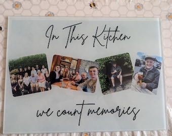 Personalised Photo Glass Chopping Board – Custom Kitchen Decor, Wedding Gift
