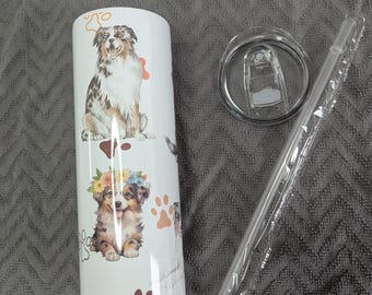 Australian Shepherd Travel Mug: Dog Lover Gift, 20oz Insulated Tumbler