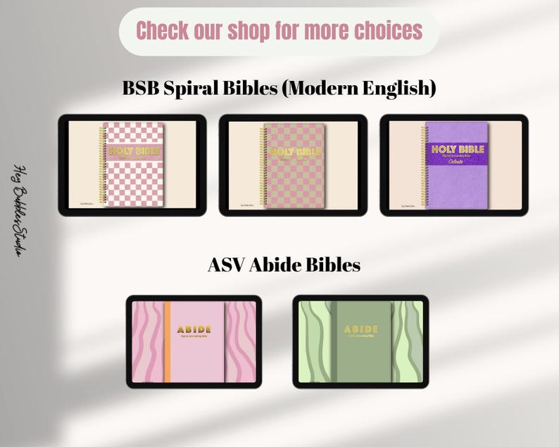 Digital Journaling Bible in Pink Green/ Spiral Digital Bible /Devotional/SOAP/ Old Testament/ New Testament/ Scripture / BSB